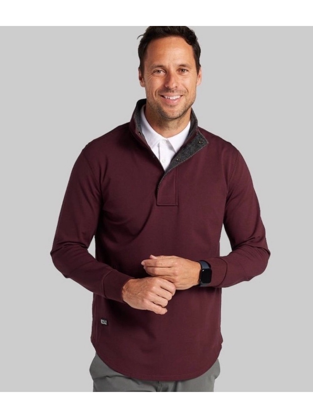BYLT Burgundy Fairway Pull-Over Large drop hem golf jacket